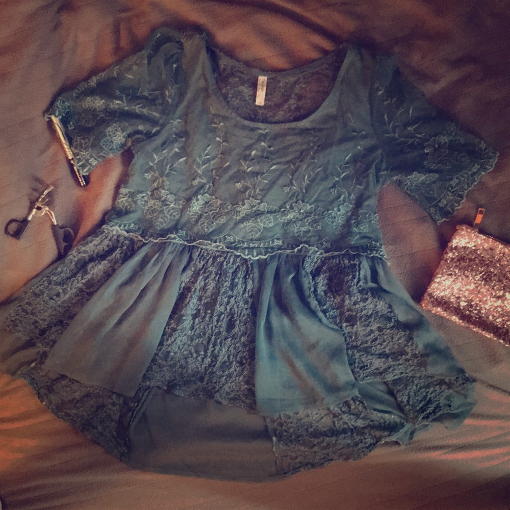 Blue lace shirt